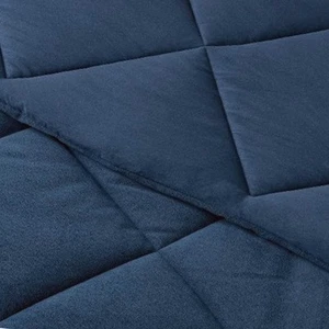 Diamond Stitch Navy Blue Pluah Velvet King Bed Comforter & Shams Set, 3 Pc - Picture 1 of 3