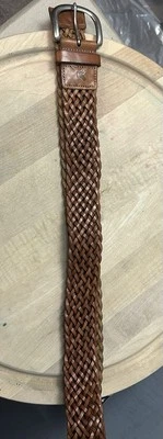 Ремень мужской American Eagle коричневый плетеный кожаный маленький - Изображение 1 из 4