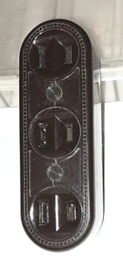 ADATTATORE marrone spina bachelite 3 spine 2 poli made in Canada UNICO bullseyes SS - Foto 1 di 9