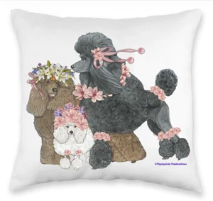 Poodle Floral Throw Pillow, Decorative Pillow, Cute Dog Accent Pillow, Spring Su - Picture 1 of 2