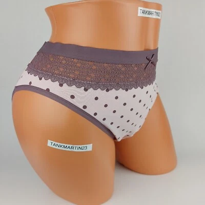 Lane Bryant Cacique Cotton Hipster Panty 18/20 Pink Purple Polka Dots Lace Plus - Image 1 of 4