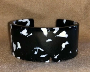 Lele Sadoughi Broadway Black White Marbled Cuff Bangle Bracelet - Picture 1 of 12