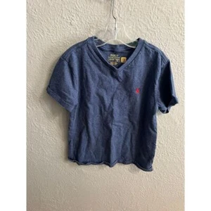 Boys polo Ralph Lauren blue V-neck short sleeve shirt size small eight - Picture 1 of 6