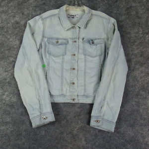 Only Denim Jacket Womens 42 US 10 Westa Long Sleeve Light Wash Pockets Casual * - Picture 1 of 15