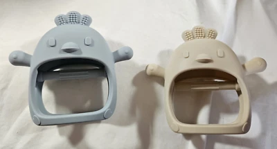 ChooKaChoo Baby Silicone Teething Mittens - Blue and Beige (Open - Box / New) - Image 1 of 4