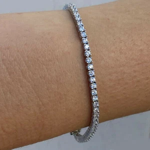 Langes Tennisarmband 2 mm Rundschliff simulierter Diamant Solitär 6-7,5 Zoll für beide - Bild 1 von 6