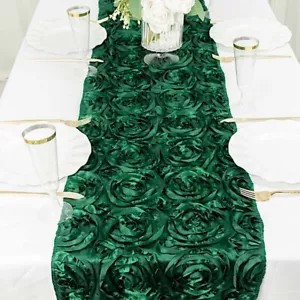 14" x 108" Satin Ribbon Roses Table Runner Dinner Catering Wedding Party Buffet - Picture 1 of 90