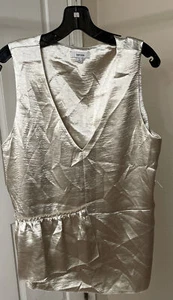 KENSIE Ivory Metallic Sleeveless V Neck Top Size Large 1037 - Picture 1 of 6