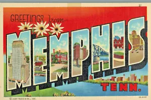 VIntage Postcard-Greetings From Memphis, TN, Large Letters - Picture 1 of 2