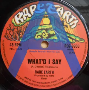 Rare Earth ORIG OZ A-Label Promo 45 What’d I say EX ’72 RES9900 Blue eyed soul - Picture 1 of 1