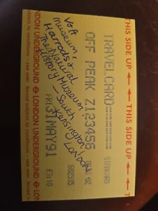 Travelcard Underground Off Peak London 1991 Ticket - Picture 1 of 2