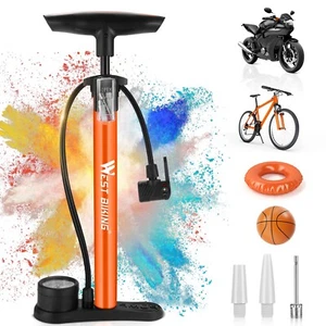 WEST BIKING Bike Bicycle Tire Inflator Hand Floor Pump With Pressure Guage160PSI - Picture 1 of 16