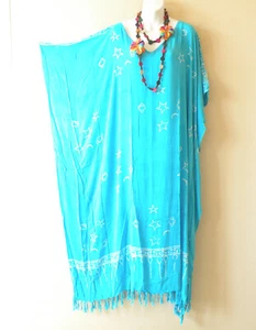 KD491 Aqua Star Plus Batwing VNeck Kaftan Dolman Women Abaya Maxi Dress Up to 5X - Picture 1 of 3