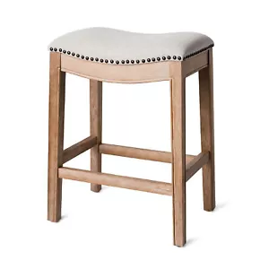 Maven Lane Adrien Saddle Backless Counter Stool, Weathered Oak (Open Box) - Picture 1 of 6