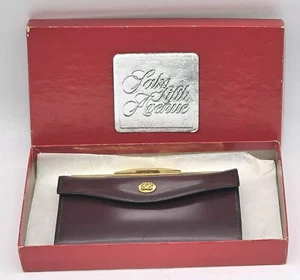 Bosca Burgundy Leather Wallet Clutch Gold Hardware VTG - Picture 1 of 20