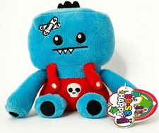 So So Happy 5" Ozzie Plush Blue Monster Red Skull Overalls Plush Doll
