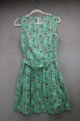 Vestido Anne Klein Sin Mangas Floral con Cinturón-Talla 6-Bolsillos-Cottagecore Foto 1 de 4