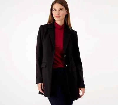 Dennis Basso Ponte Knit Lined Blazer With Pockets Black Size 10 A556110 - Image 1 of 3