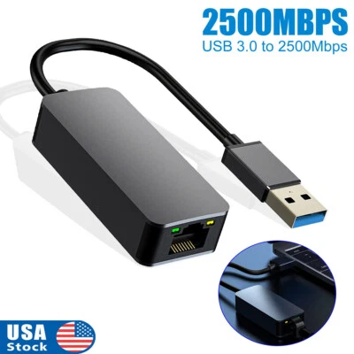 2500Mbps USB 3.0 To RJ45 2.5G Ethernet Gigabit Lan Network Adapter Converter USA - Image 1 of 4