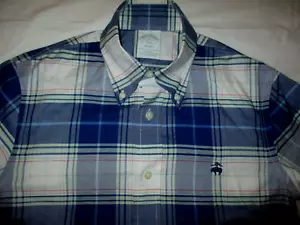 NEW BROOKS BROTHERS MILANO USA DESIGNER MENS BLUE WHITE COTTON SHIRT XS $169 - Picture 1 of 2