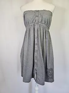 Fox Juniors Strapless Mini Dress Size L Babydoll Grey Pockets - Picture 1 of 9