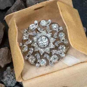2.50 Ct Round Cut Lab Created Diamond Brooch Wedding Pin 14K White Gold Plated - Picture 1 of 5
