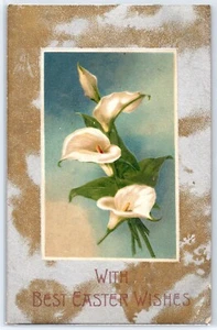 Antigua postal de vacaciones de Pascua - lirios (1914) - Imagen 1 de 2