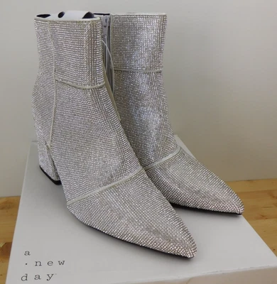A New Day Women's Cailin Silver Rhinestone Ankle Boots Size 11 - Image 1 of 4
