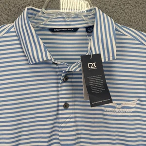 Sullenberger Avaition Museum Polo Shirt Mens Large Blue White Striped C&B - Picture 1 of 10