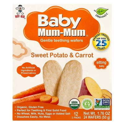 Baby Mum-Mum®, bolachas para dentição suaves, batata doce e cenoura, 12 pacotes, 2 bolachas - Imagem 1 de 3