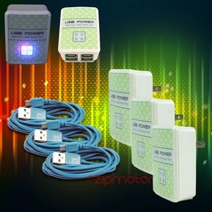 3X 4 USB PORTS WALL ADAPTER+3FT CABLE POWER CHARGER DATA AQUA GALAXY NOTE NEXUS - Bild 1 von 1