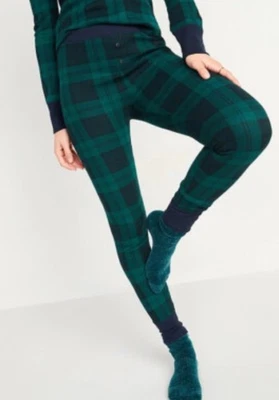 Antiguo Pijama Tejido Térmico A Cuadros Verde Azul Marino Pantalones Dormir Leggings Mujeres M Foto 1 de 4
