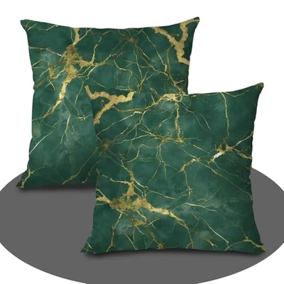 Изумрудно-зеленые и золотистые мраморные наволочки - изумрудно-зеленые изумрудно-зеленые 047 - Изображение 1 из 4