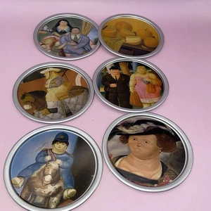 Fernando Botero Familia Colombian-a Print Metall Untersetzer 6er Set 1973 - Bild 1 von 5