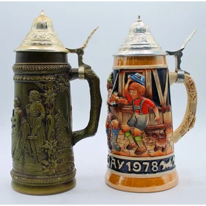 Lot of 2: Large Beer Steins | Chipped & Discolored - Picture 1 of 5