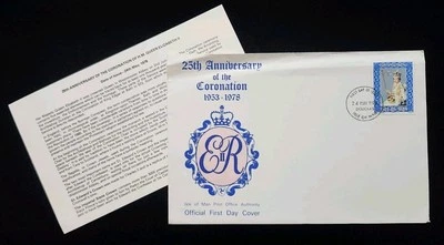 Isle of Man 25th Anniversary of tge Coronation 1953-1978 First Day Cover FDC - Image 1 of 4