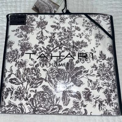 Tahari Home KING Duvet set  2 King Shams Floral 100% Cotton Purple Toile - Image 1 of 4