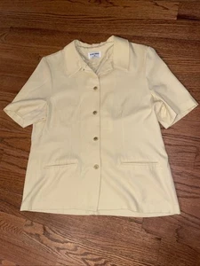 Alfred Dunner Yellow Short Sleeve Linen Blazer Size 16 Button front - Picture 1 of 11