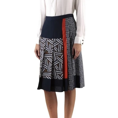 Falda plisada Diane Von Furstenberg CiCi para mujer talla 4 azul sedoso lujo midi Foto 1 de 4