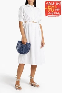 RRP €280 WALTER BAKER Merla Shirt Dress Size M Pleated Cut Out Self Tie Waist - Picture 1 of 6