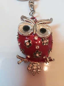 PORTACHIAVI /CIONDOLO BORSA DONNA GUFO /CIVETTA PORTAFORTUNA IN METALLO ARGENTO - Foto 1 di 4
