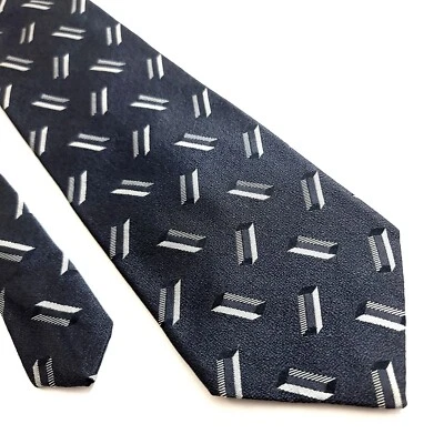Corbata ancha de seda tejida geométrica abstracta gris Bruno Piattelli Foto 1 de 4