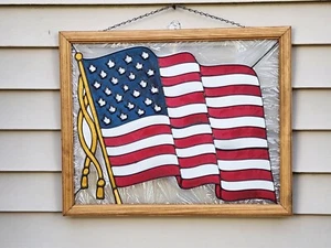Insegna appendiabiti da parete bandiera americana Suncatcher Art 17"x21" patriottica USA 4 luglio - Foto 1 di 18