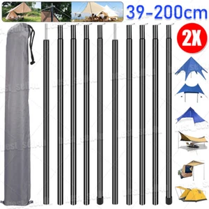 2x200cm Tent Poles Universal Telescopic Adjustable iron Awning Canopy Tarp Pole - Picture 1 of 16