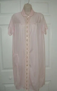 Abrigo vintage rosa de nailon para mujer mediano casa beige borde de encaje nuevo - Imagen 1 de 11