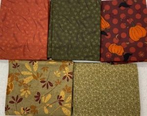 FAT QUARTER BUNDLE OF 5 - FQ1266 - PUMPKIN SPICE FOR BUGGY BARN , 18"x22" - Picture 1 of 1