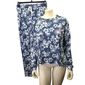 HURLEY ALOHA STENCIL PRINTS SOF & COZY LONG SLEEVES PAJAMA SETS LG NWT - Picture 1 of 12