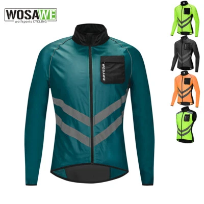 WOSAWE Men's Cycling Jacket Windbreaker Reflective Bicycle Waterproof Sportswear - Image 1 of 4