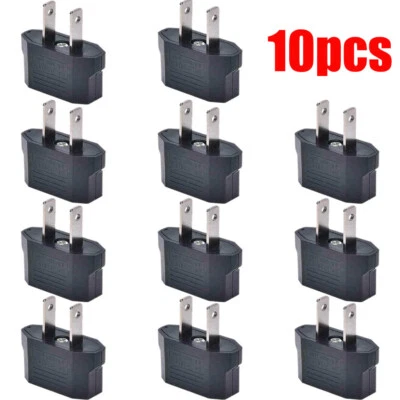 10Pcs NEW EU Euro Europe to US USA Power Jack Wall Plug Converter Travel Adapter - Image 1 of 4