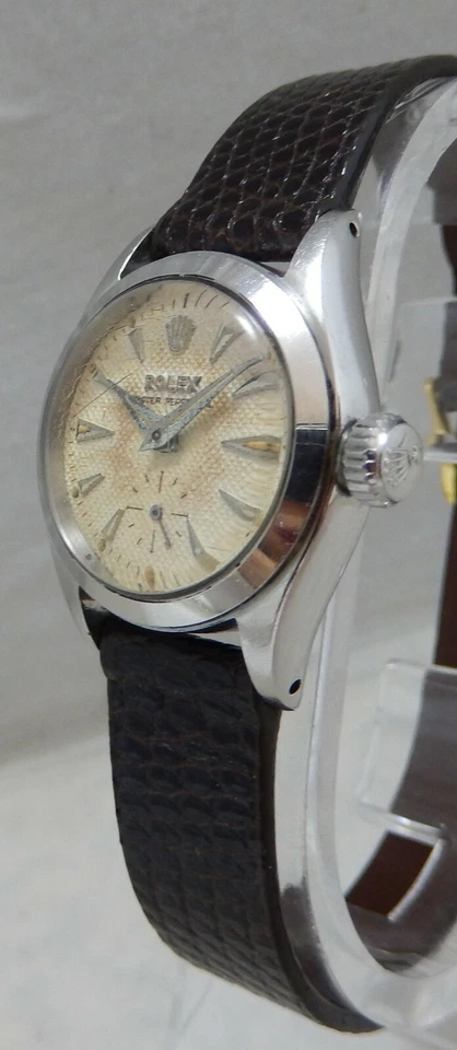 Rolex Oyster Perpetual Ladies ss Orig HOBNAIL DIAL, ULTIMATE SURVIVOR WATCH 1954 - Image 1 of 4